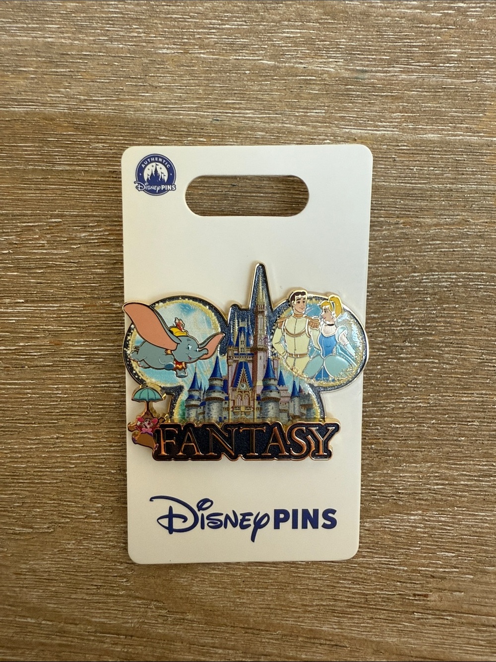 Disney Fantasy Enamel Pin - Blue Castle with Dumbo & Cinderella